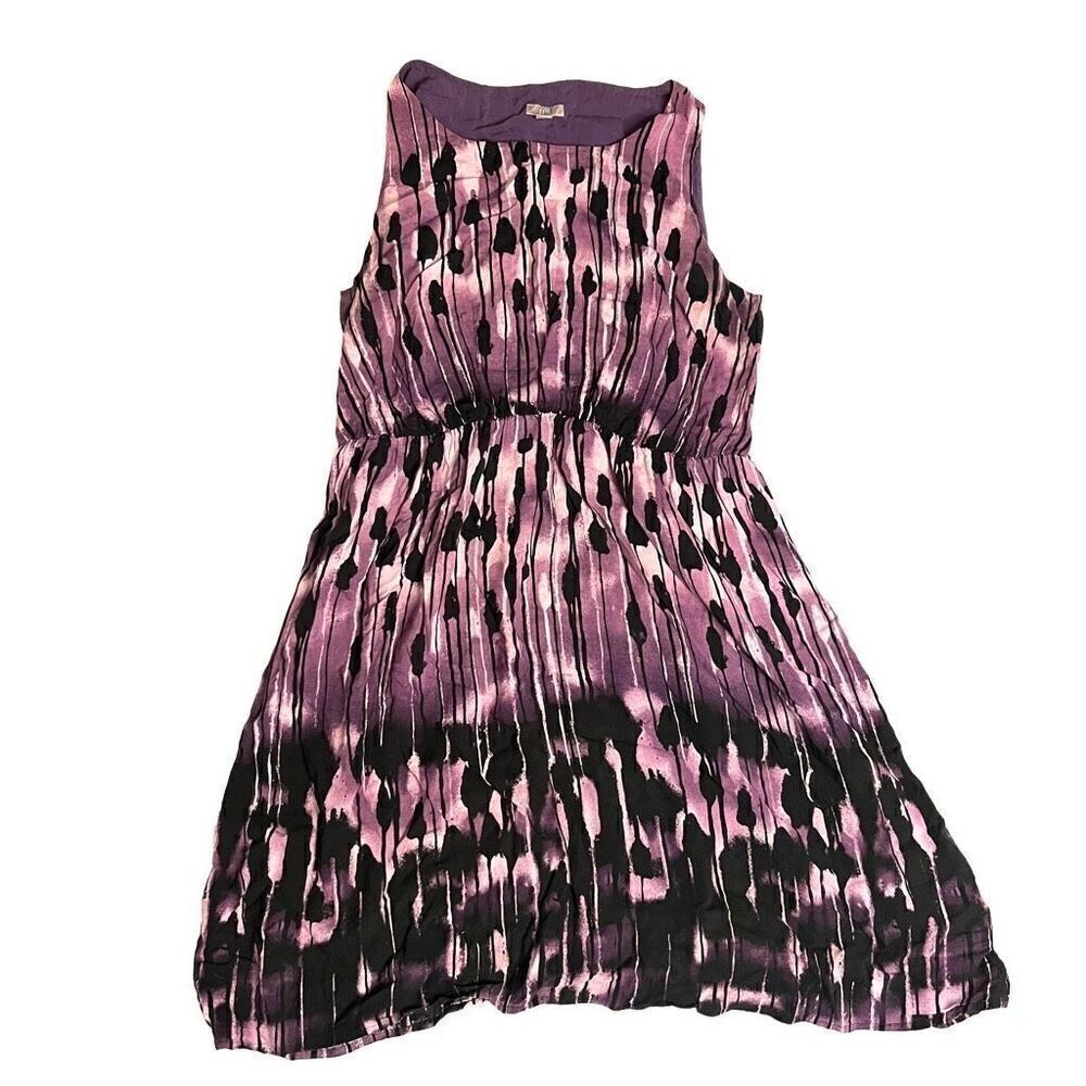 J. Jill Women's Purple and Black Abstract Sleeveless Sundress Size Medium